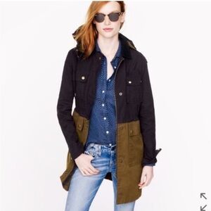 J. Crew Two-Tone Black and Olive Utility Jacket